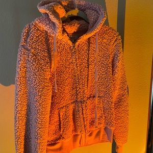 Pink Teddy Zip Up Jacket